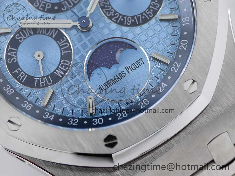 Royal Oak 41mm Complicated 26574 SS APSF1:1 Best Edition Ice Blue Dial on SS Bracelet A5134