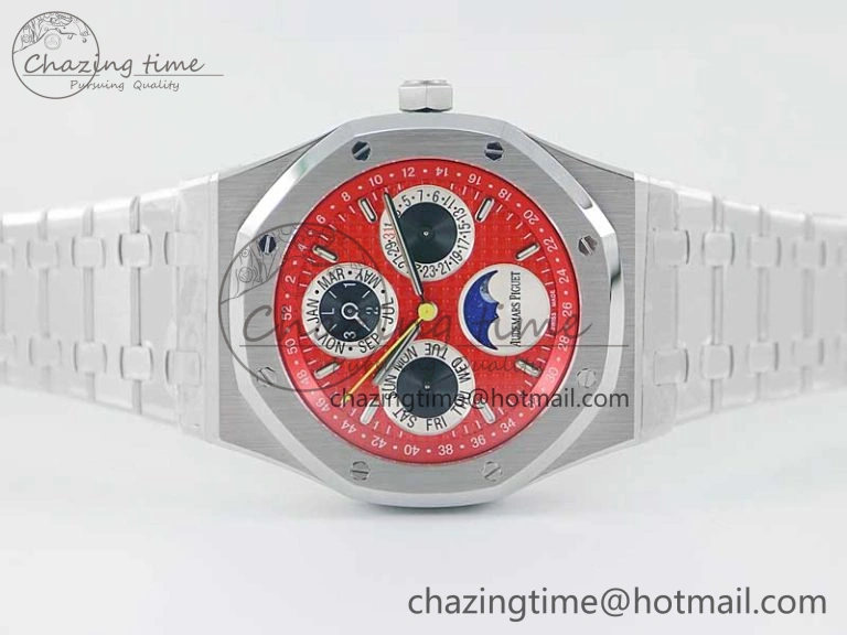 Royal Oak 41mm Complicated 26574 SS APSF1:1 Best Edition Red Black Dial on SS Bracelet A5134
