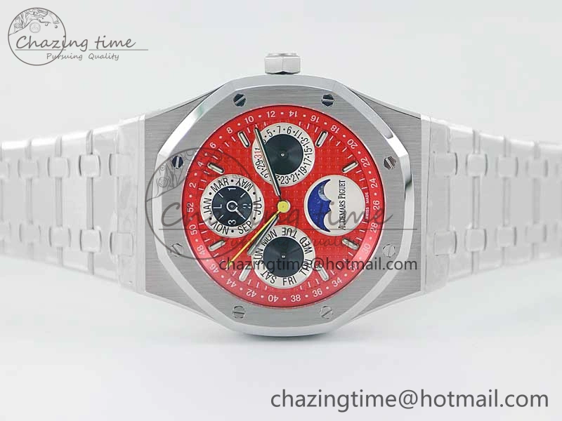 Royal Oak 41mm Complicated 26574 SS APSF1:1 Best Edition Red Black Dial on SS Bracelet A5134