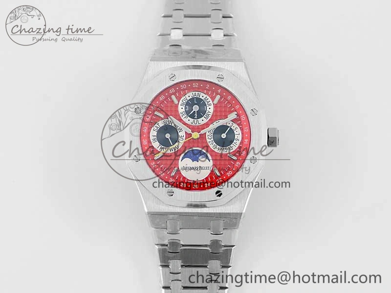 Royal Oak 41mm Complicated 26574 SS APSF1:1 Best Edition Red Black Dial on SS Bracelet A5134