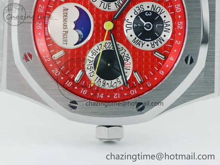 Royal Oak 41mm Complicated 26574 SS APSF1:1 Best Edition Red Black Dial on SS Bracelet A5134