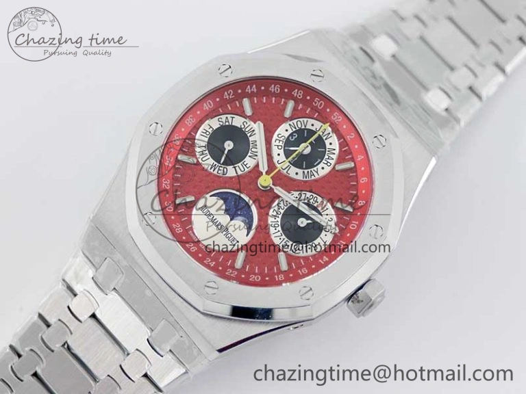 Royal Oak 41mm Complicated 26574 SS APSF1:1 Best Edition Red Black Dial on SS Bracelet A5134