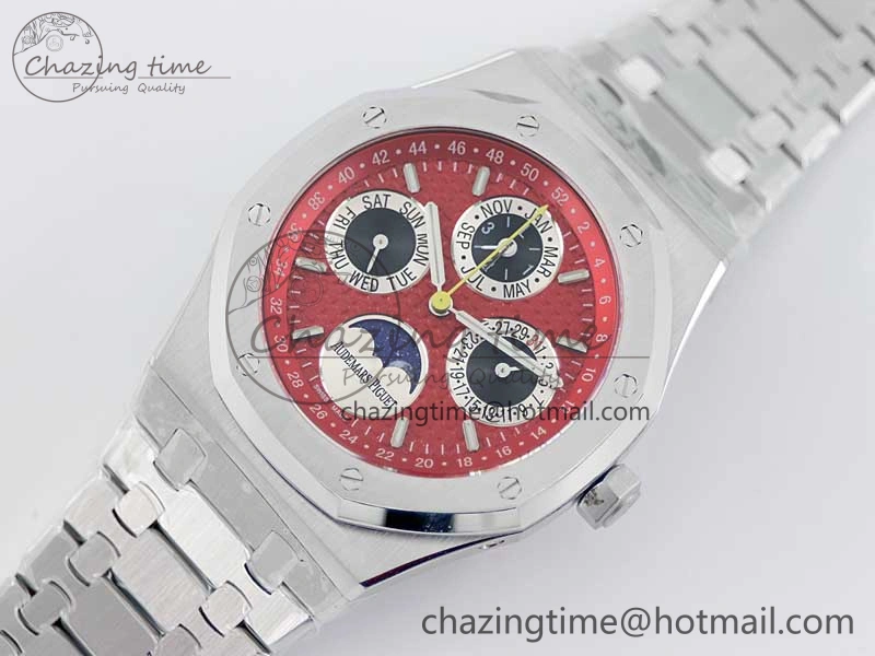 Royal Oak 41mm Complicated 26574 SS APSF1:1 Best Edition Red Black Dial on SS Bracelet A5134
