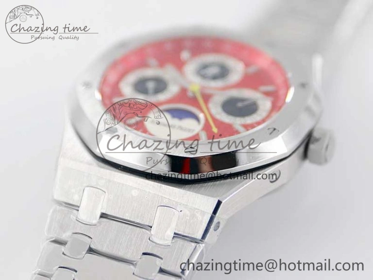 Royal Oak 41mm Complicated 26574 SS APSF1:1 Best Edition Red Black Dial on SS Bracelet A5134