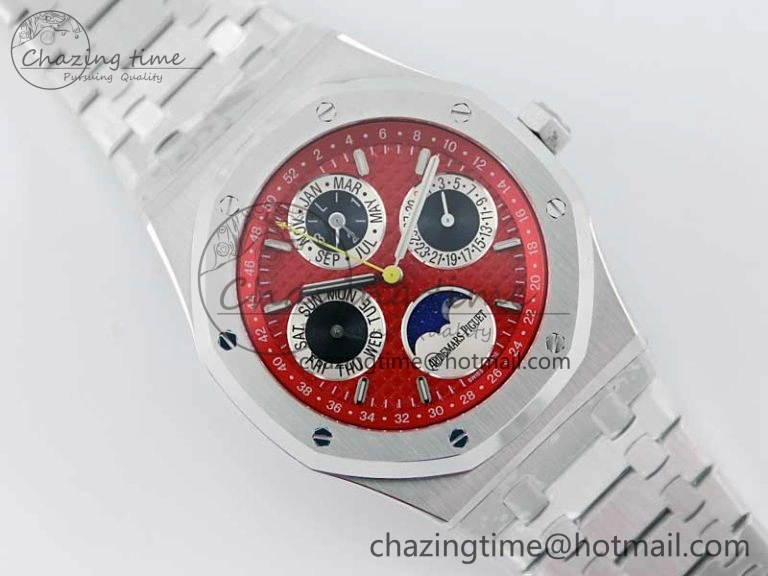 Royal Oak 41mm Complicated 26574 SS APSF1:1 Best Edition Red Black Dial on SS Bracelet A5134