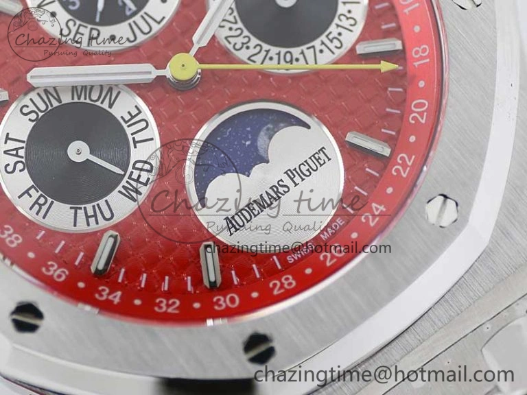 Royal Oak 41mm Complicated 26574 SS APSF1:1 Best Edition Red Black Dial on SS Bracelet A5134