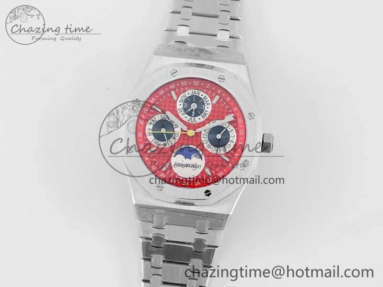 Royal Oak 41mm Complicated 26574 SS APSF1:1 Best Edition Red Black Dial on SS Bracelet A5134