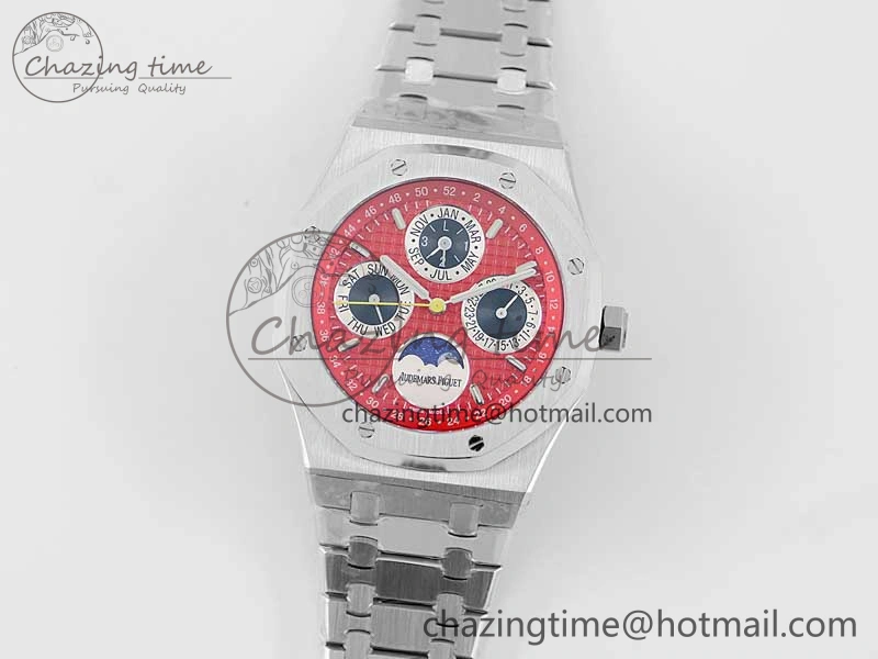 Royal Oak 41mm Complicated 26574 SS APSF1:1 Best Edition Red Black Dial on SS Bracelet A5134