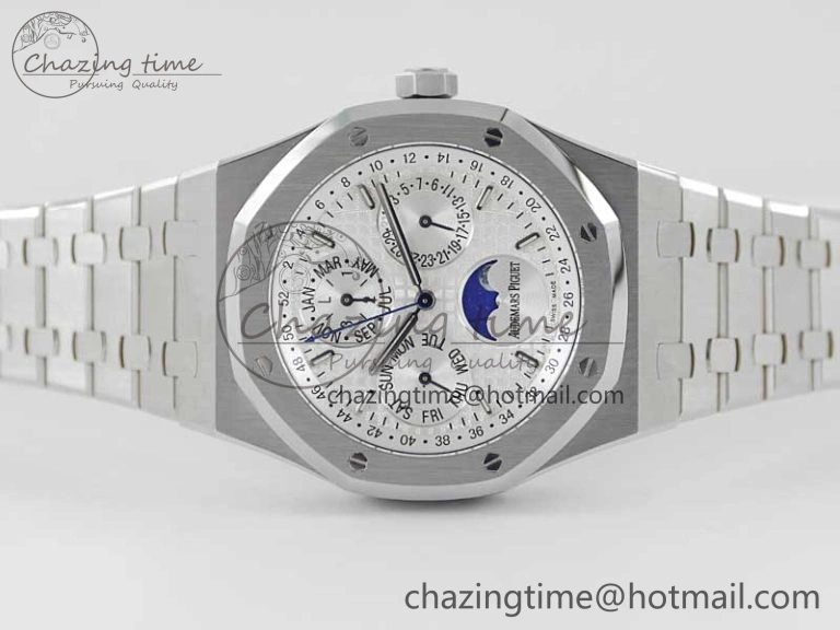Royal Oak 41mm Complicated 26574 SS APSF1:1 Best Edition Silver Dial on SS Bracelet A5134