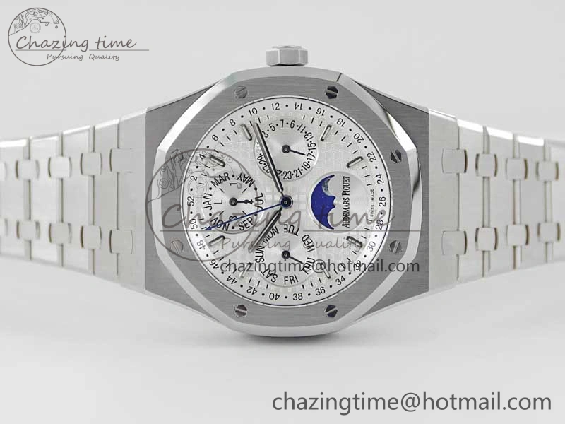 Royal Oak 41mm Complicated 26574 SS APSF1:1 Best Edition Silver Dial on SS Bracelet A5134