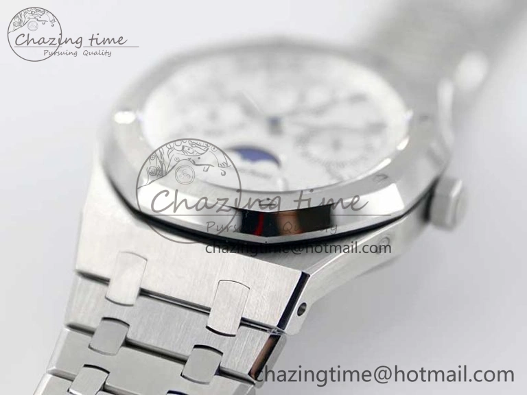 Royal Oak 41mm Complicated 26574 SS APSF1:1 Best Edition Silver Dial on SS Bracelet A5134