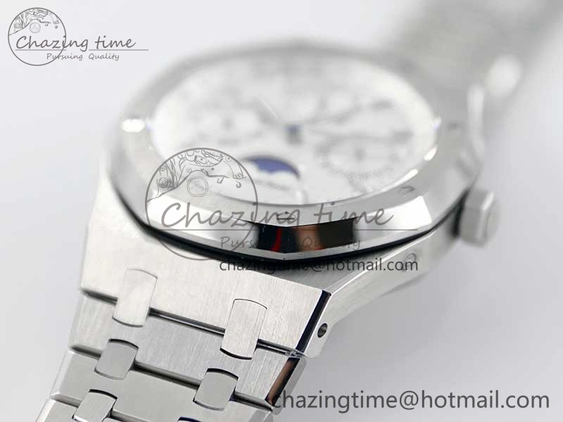 Royal Oak 41mm Complicated 26574 SS APSF1:1 Best Edition Silver Dial on SS Bracelet A5134