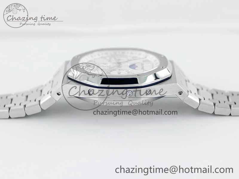 Royal Oak 41mm Complicated 26574 SS APSF1:1 Best Edition Silver Dial on SS Bracelet A5134