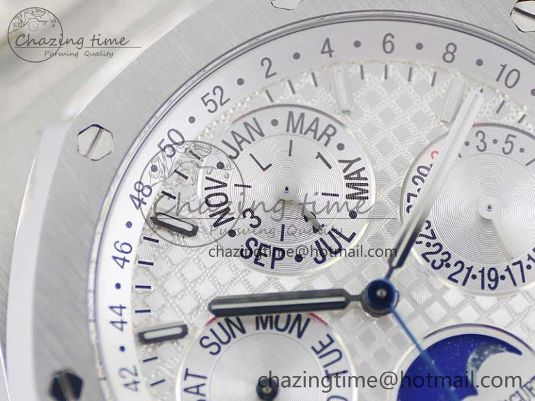 Royal Oak 41mm Complicated 26574 SS APSF1:1 Best Edition Silver Dial on SS Bracelet A5134