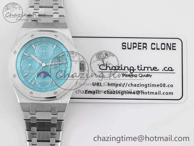 Royal Oak 41mm Complicated 26574 SS APSF1:1 Best Edition Tiffany Blue Dial on SS Bracelet A5134