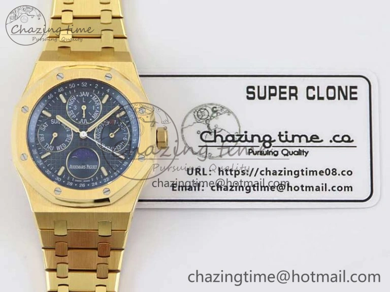 Royal Oak 41mm Complicated 26574 YG APSF1:1 Best Edition Blue Dial on YG Bracelet A5134