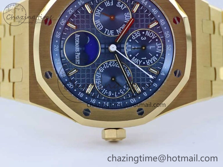 Royal Oak 41mm Complicated 26574 YG APSF1:1 Best Edition Blue Dial on YG Bracelet A5134