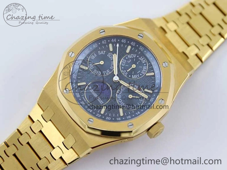 Royal Oak 41mm Complicated 26574 YG APSF1:1 Best Edition Blue Dial on YG Bracelet A5134