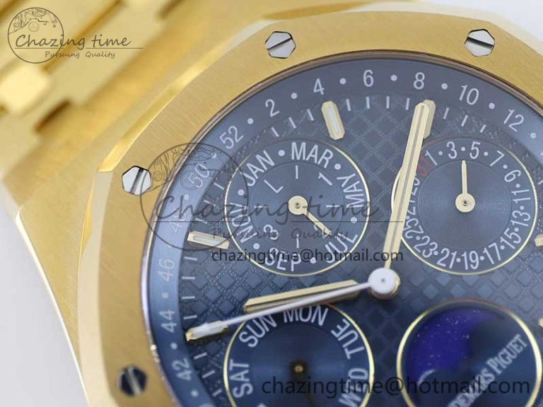 Royal Oak 41mm Complicated 26574 YG APSF1:1 Best Edition Blue Dial on YG Bracelet A5134