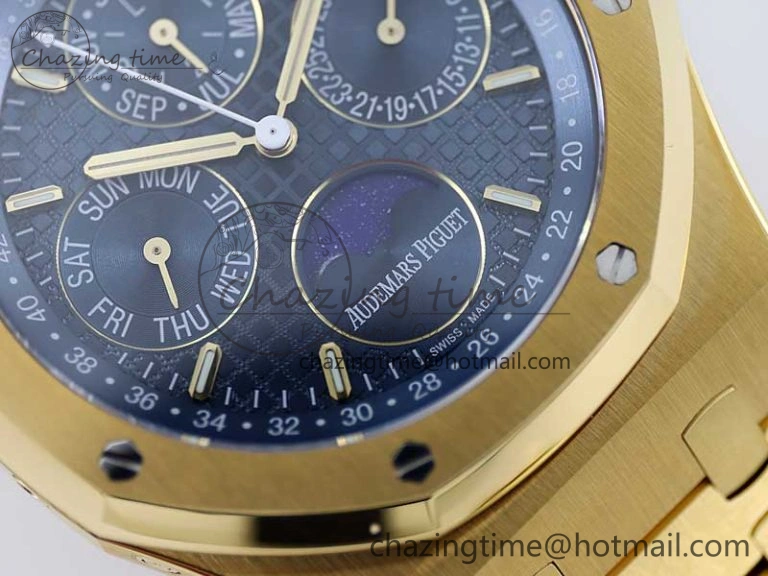 Royal Oak 41mm Complicated 26574 YG APSF1:1 Best Edition Blue Dial on YG Bracelet A5134