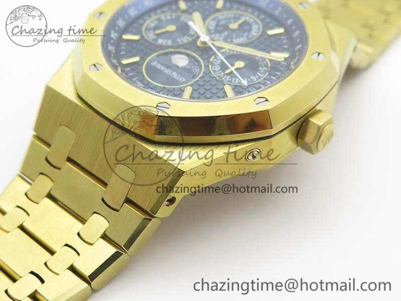 Royal Oak 41mm Complicated 26574 YG JF 1:1 Best Edition Blue Textured Dial On YG Bracelet A5134