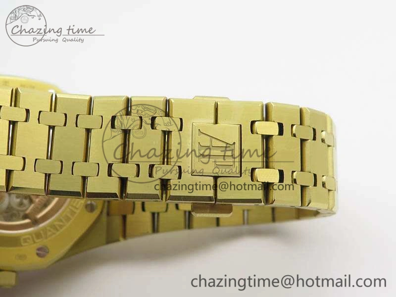 Royal Oak 41mm Complicated 26574 YG JF 1:1 Best Edition Blue Textured Dial On YG Bracelet A5134