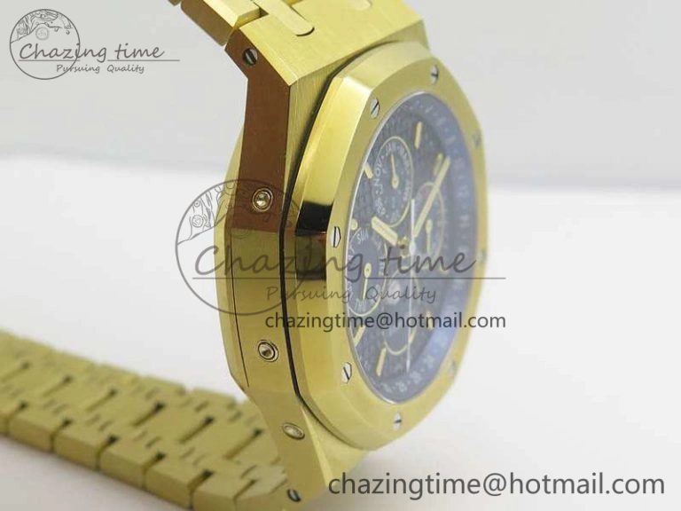 Royal Oak 41mm Complicated 26574 YG JF 1:1 Best Edition Blue Textured Dial On YG Bracelet A5134