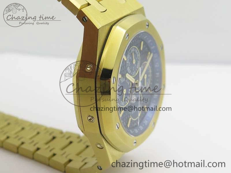 Royal Oak 41mm Complicated 26574 YG JF 1:1 Best Edition Blue Textured Dial On YG Bracelet A5134
