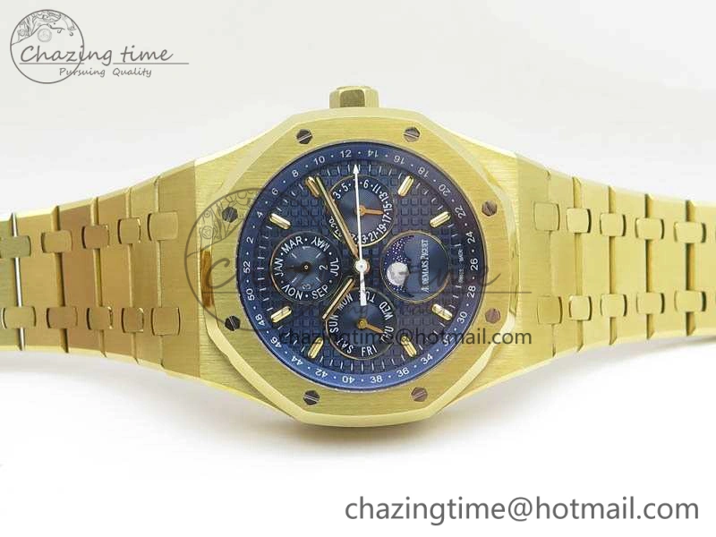 Royal Oak 41mm Complicated 26574 YG JF 1:1 Best Edition Blue Textured Dial On YG Bracelet A5134
