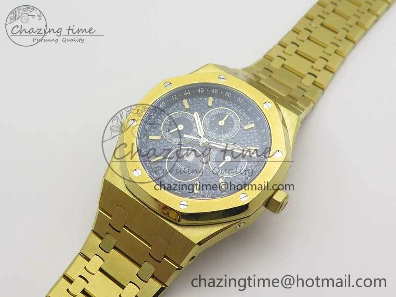 Royal Oak 41mm Complicated 26574 YG JF 1:1 Best Edition Blue Textured Dial On YG Bracelet A5134