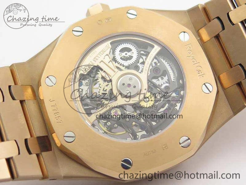 Royal Oak 41mm Double Balance Wheel Openworked 15407 RG JF 1:1 Best Edition On RG Bracelet A3132
