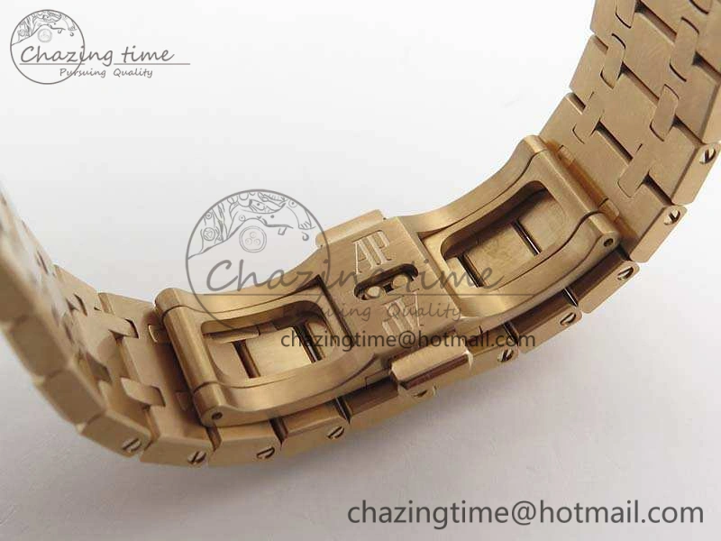 Royal Oak 41mm Double Balance Wheel Openworked 15407 RG JF 1:1 Best Edition On RG Bracelet A3132