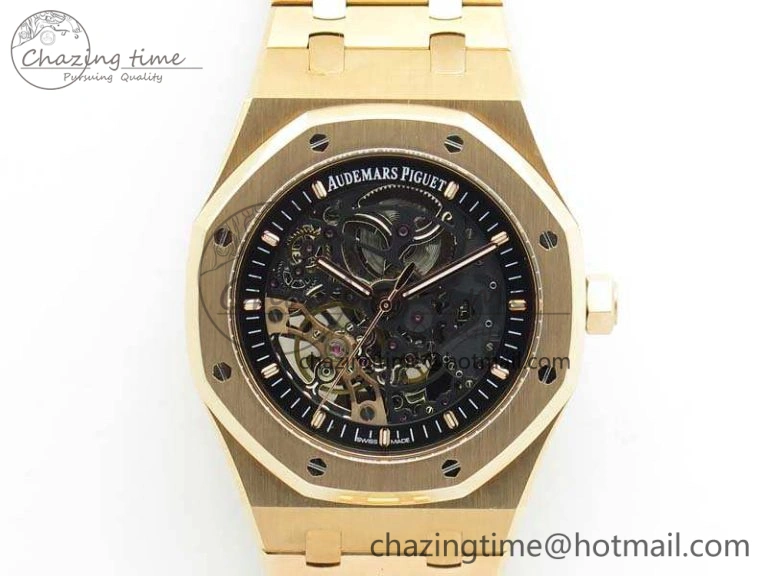 Royal Oak 41mm Double Balance Wheel Openworked 15407 RG JF 1:1 Best Edition On RG Bracelet A3132