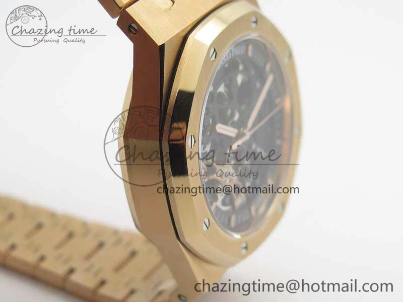 Royal Oak 41mm Double Balance Wheel Openworked 15407 RG JF 1:1 Best Edition On RG Bracelet A3132