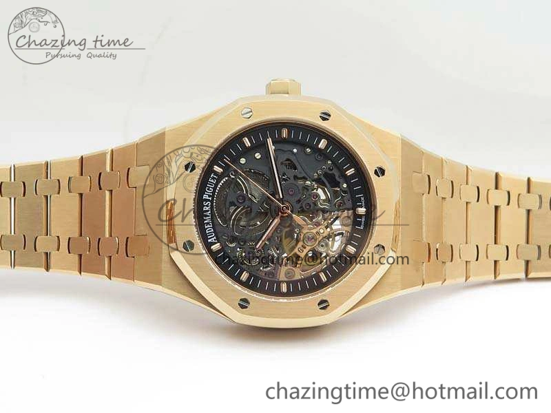 Royal Oak 41mm Double Balance Wheel Openworked 15407 RG JF 1:1 Best Edition On RG Bracelet A3132