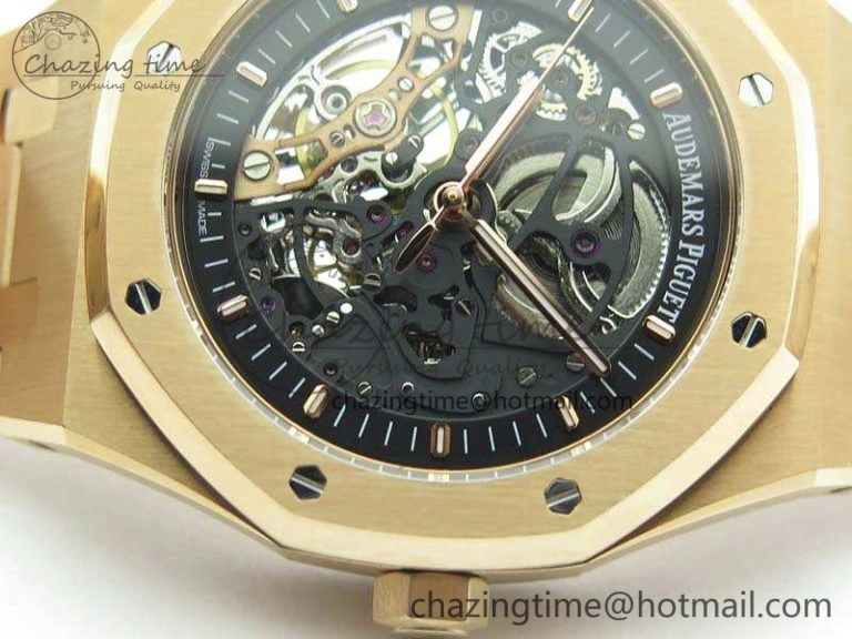 Royal Oak 41mm Double Balance Wheel Openworked 15407 RG JF 1:1 Best Edition On RG Bracelet A3132
