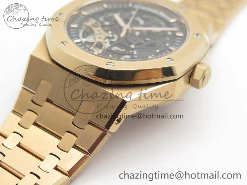 Royal Oak 41mm Double Balance Wheel Openworked 15407 RG JF 1:1 Best Edition On RG Bracelet A3132