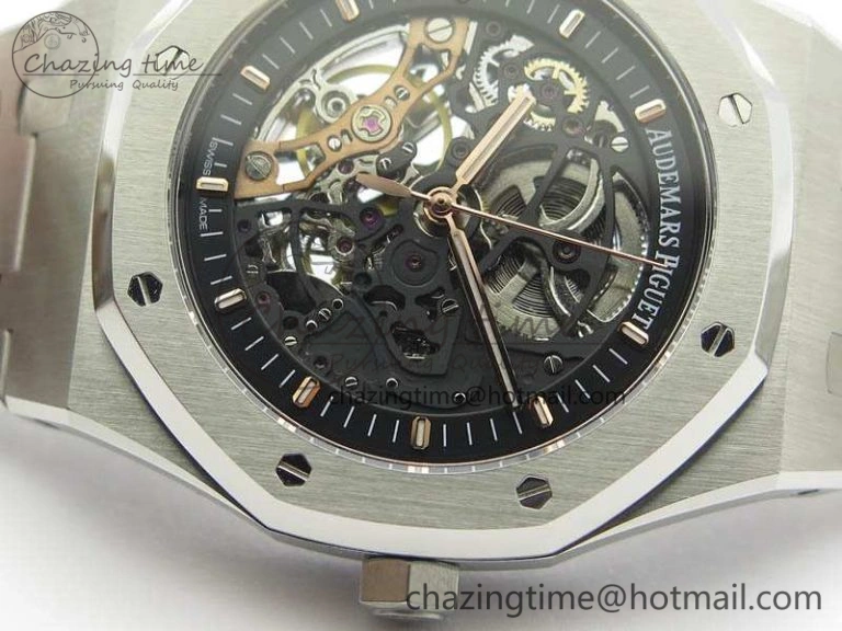 Royal Oak 41mm Double Balance Wheel Openworked 15407 SS JF 1:1 Best Edition On SS Bracelet A3132