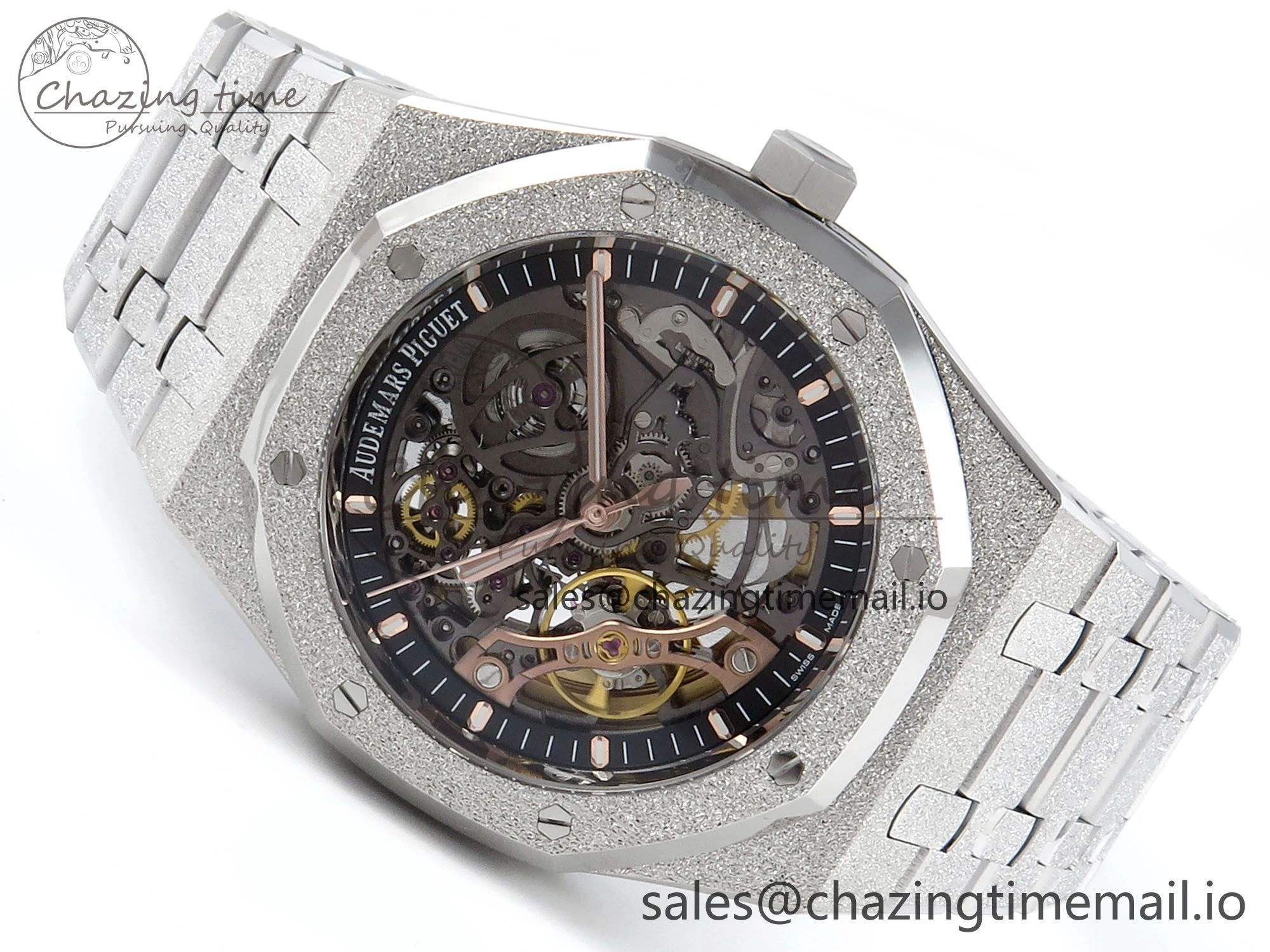 Royal Oak 41mm Frosted 15407 SS THBF 1:1 Best Edition Skeleton Dial on SS Bracelet SA3132