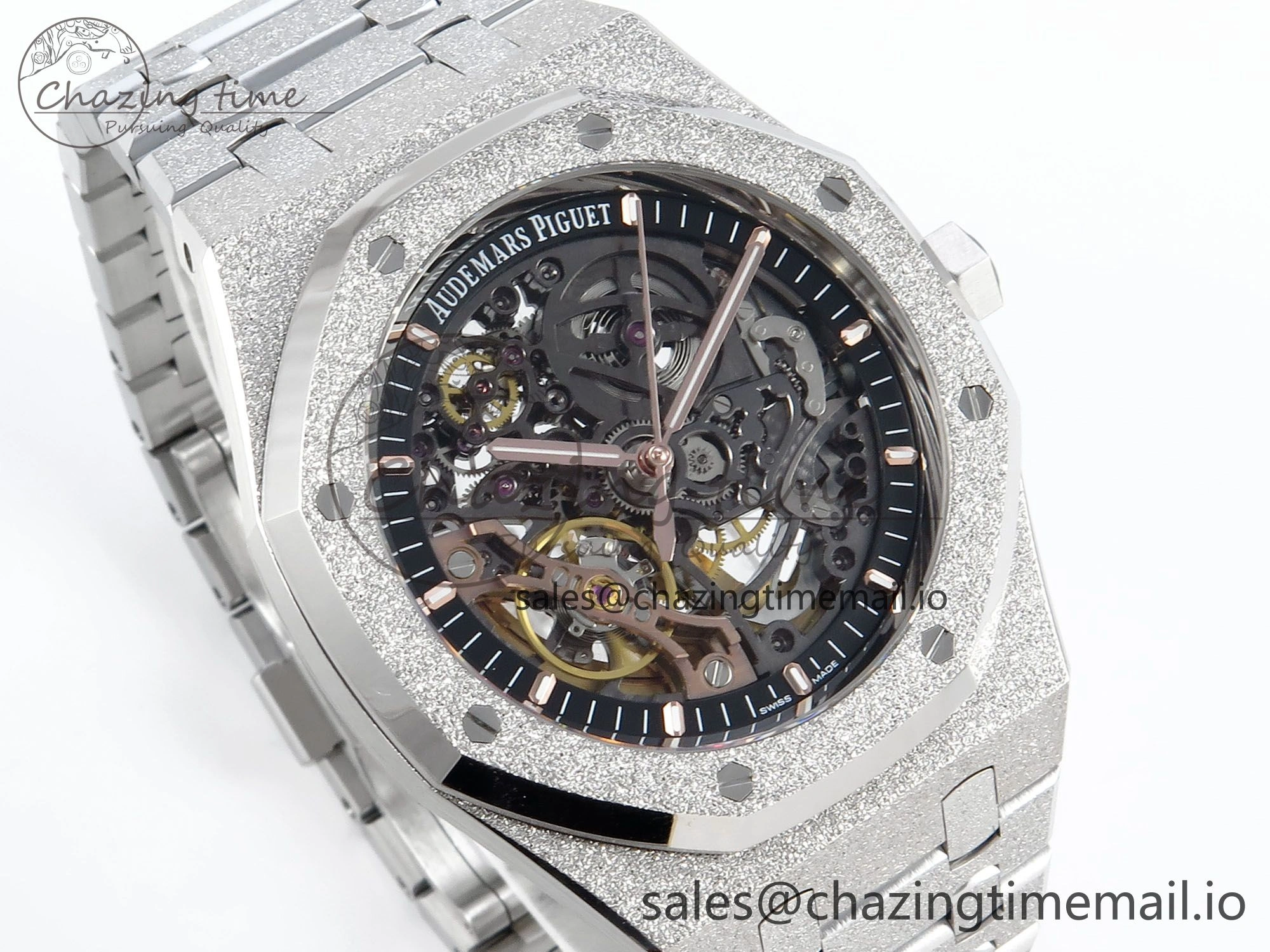 Royal Oak 41mm Frosted 15407 SS THBF 1:1 Best Edition Skeleton Dial on SS Bracelet SA3132