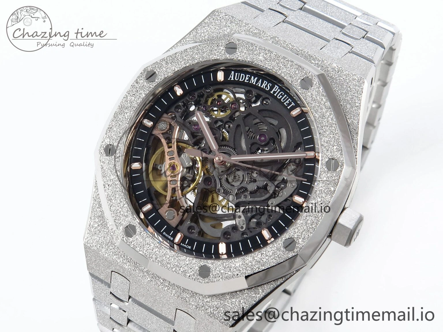 Royal Oak 41mm Frosted 15407 SS THBF 1:1 Best Edition Skeleton Dial on SS Bracelet SA3132