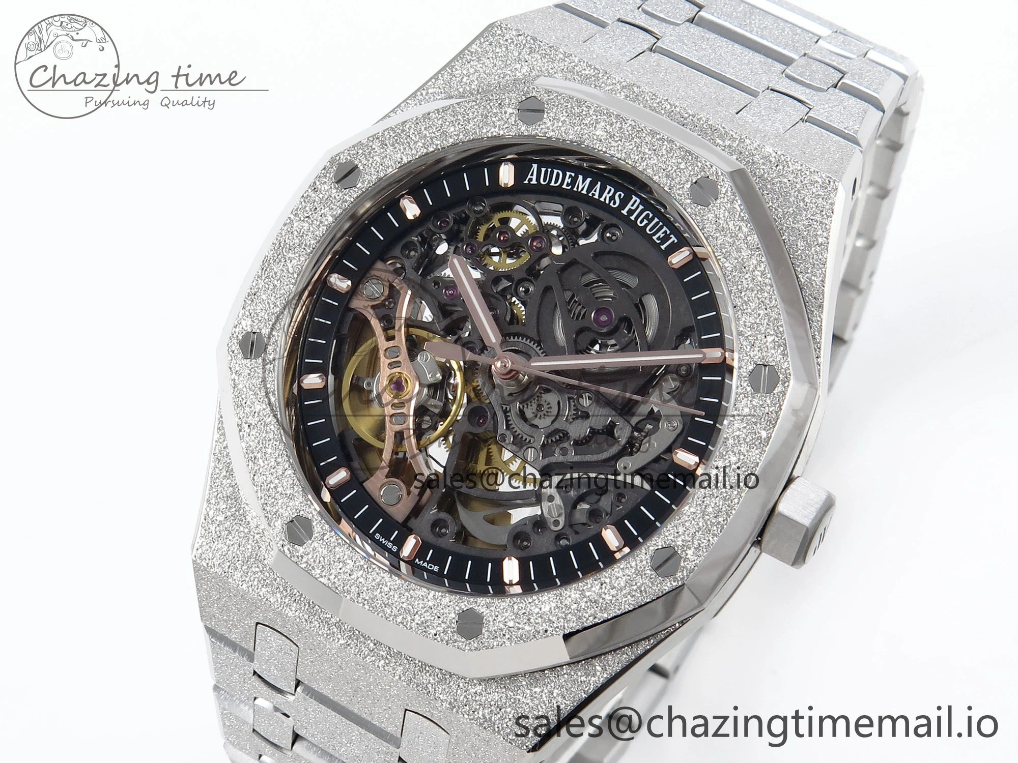 Royal Oak 41mm Frosted 15407 SS THBF 1:1 Best Edition Skeleton Dial on SS Bracelet SA3132