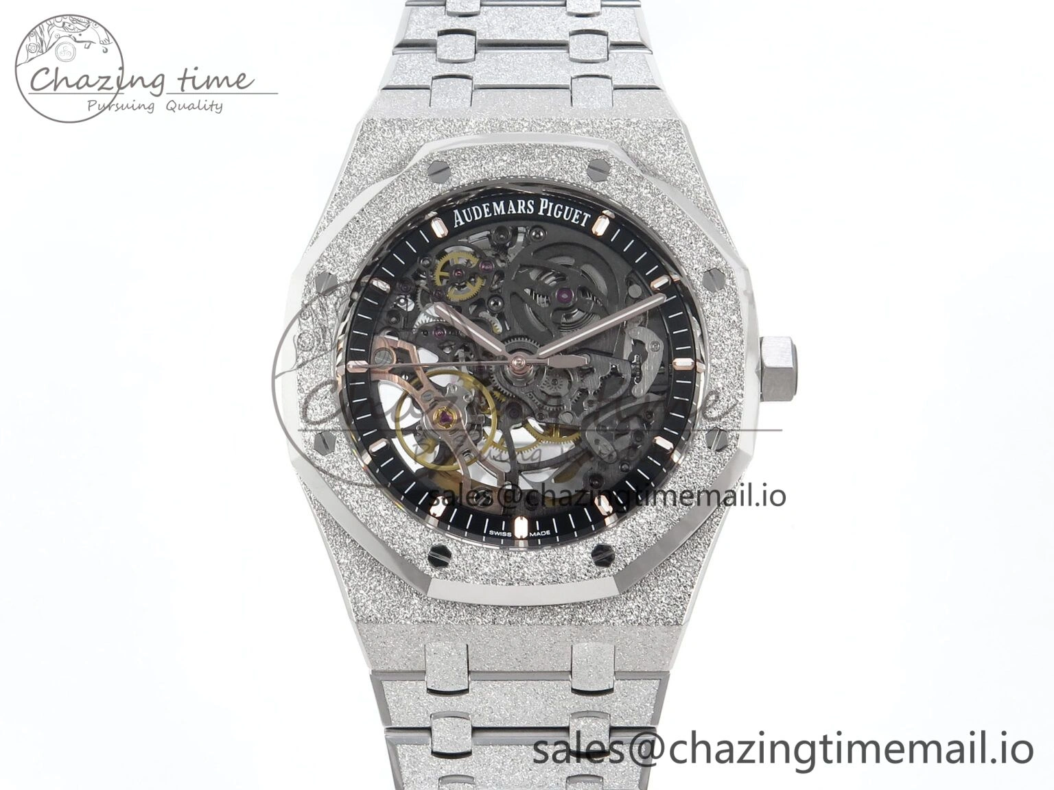 Royal Oak 41mm Frosted 15407 SS THBF 1:1 Best Edition Skeleton Dial on SS Bracelet SA3132