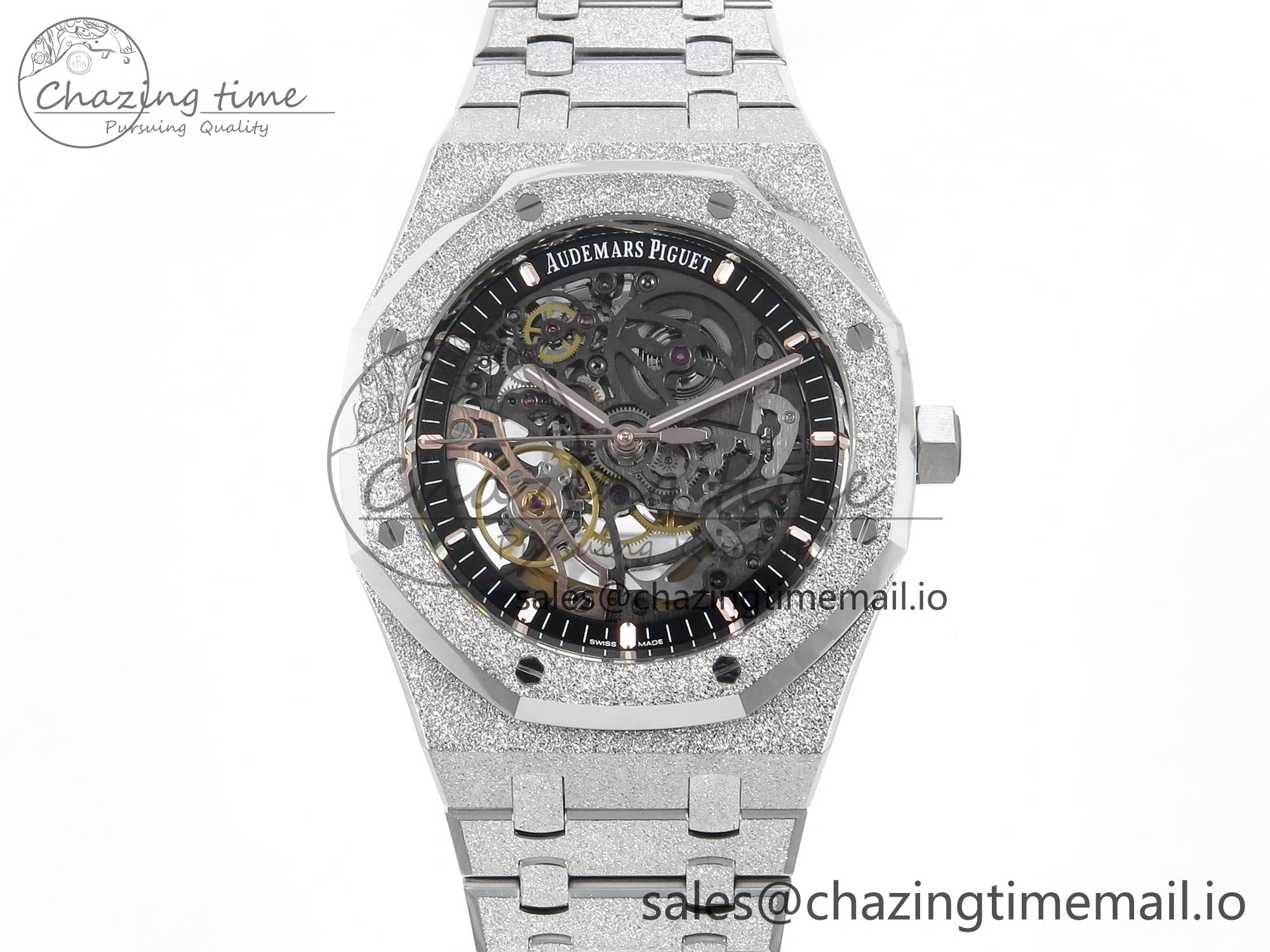 Royal Oak 41mm Frosted 15407 SS THBF 1:1 Best Edition Skeleton Dial on SS Bracelet SA3132
