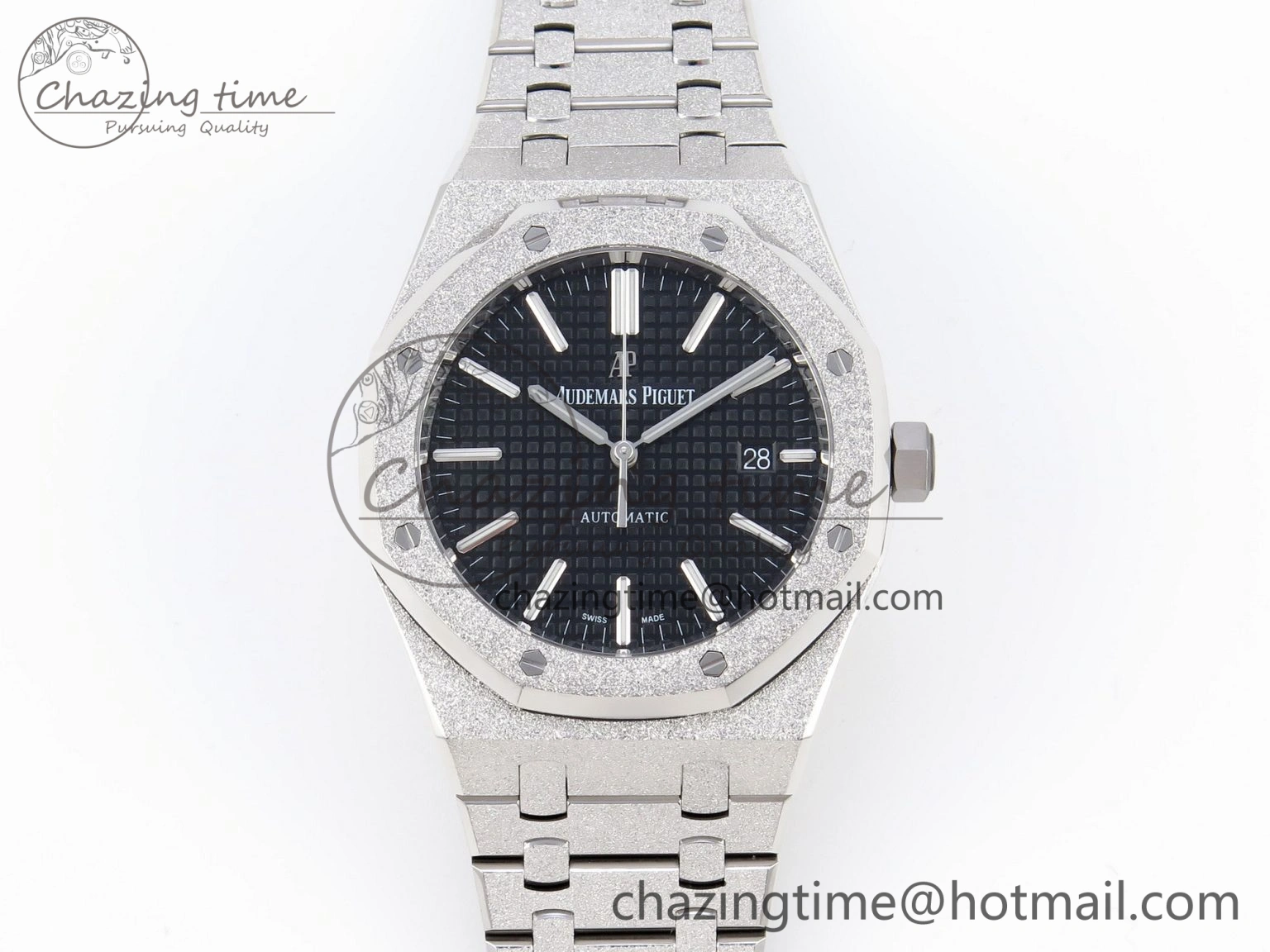 Royal Oak 41mm Frosted SS APSF 1:1 Best Edition Black Textured Dial on SS Bracelet SA3120 Super Clone
