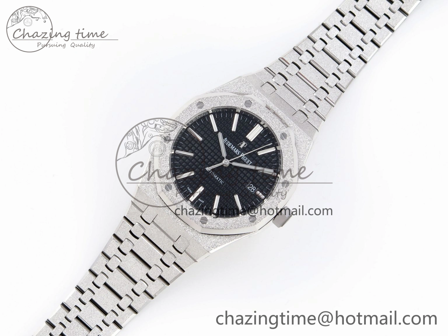 Royal Oak 41mm Frosted SS APSF 1:1 Best Edition Black Textured Dial on SS Bracelet SA3120 Super Clone