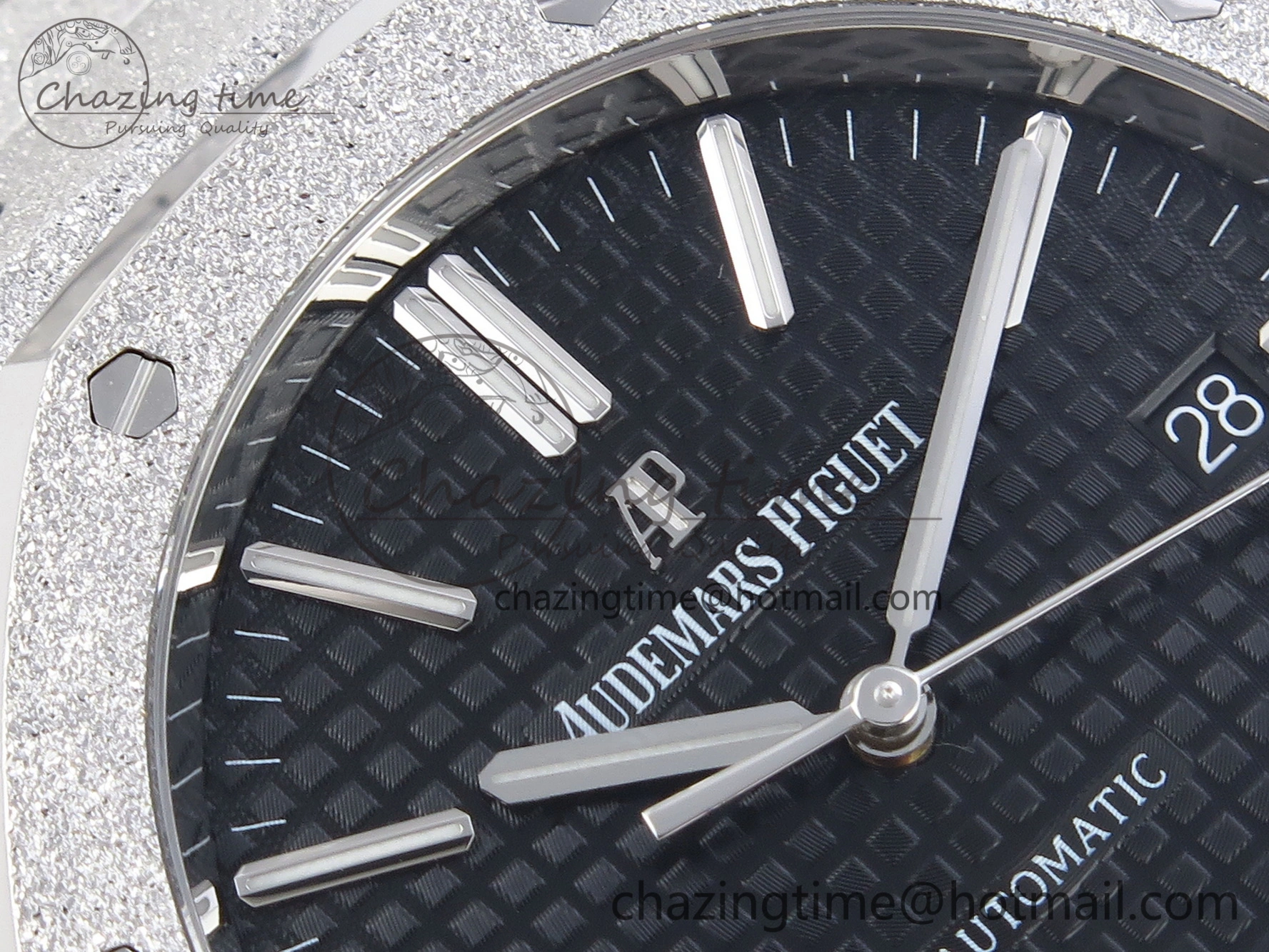 Royal Oak 41mm Frosted SS APSF 1:1 Best Edition Black Textured Dial on SS Bracelet SA3120 Super Clone