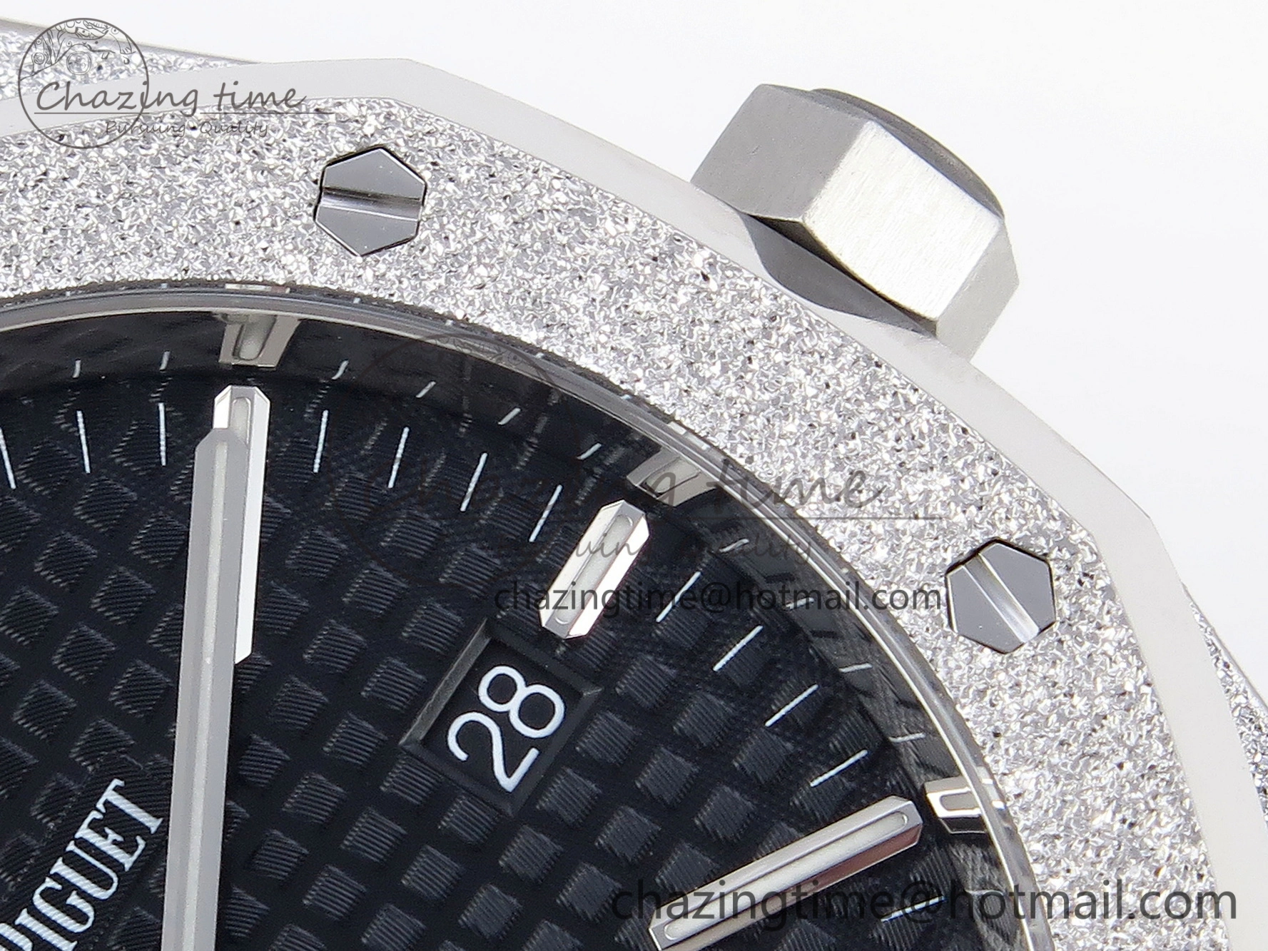 Royal Oak 41mm Frosted SS APSF 1:1 Best Edition Black Textured Dial on SS Bracelet SA3120 Super Clone