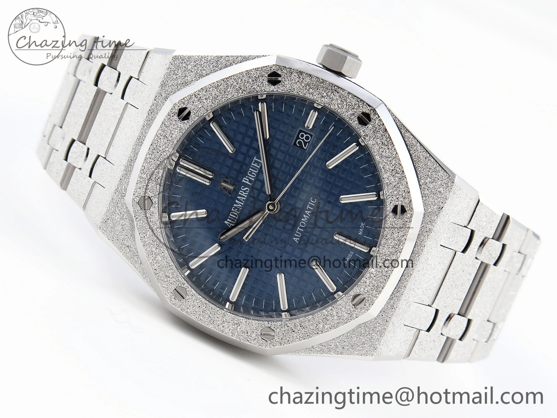Royal Oak 41mm Frosted SS APSF 1:1 Best Edition Blue Textured Dial on SS Bracelet SA3120 Super Clone