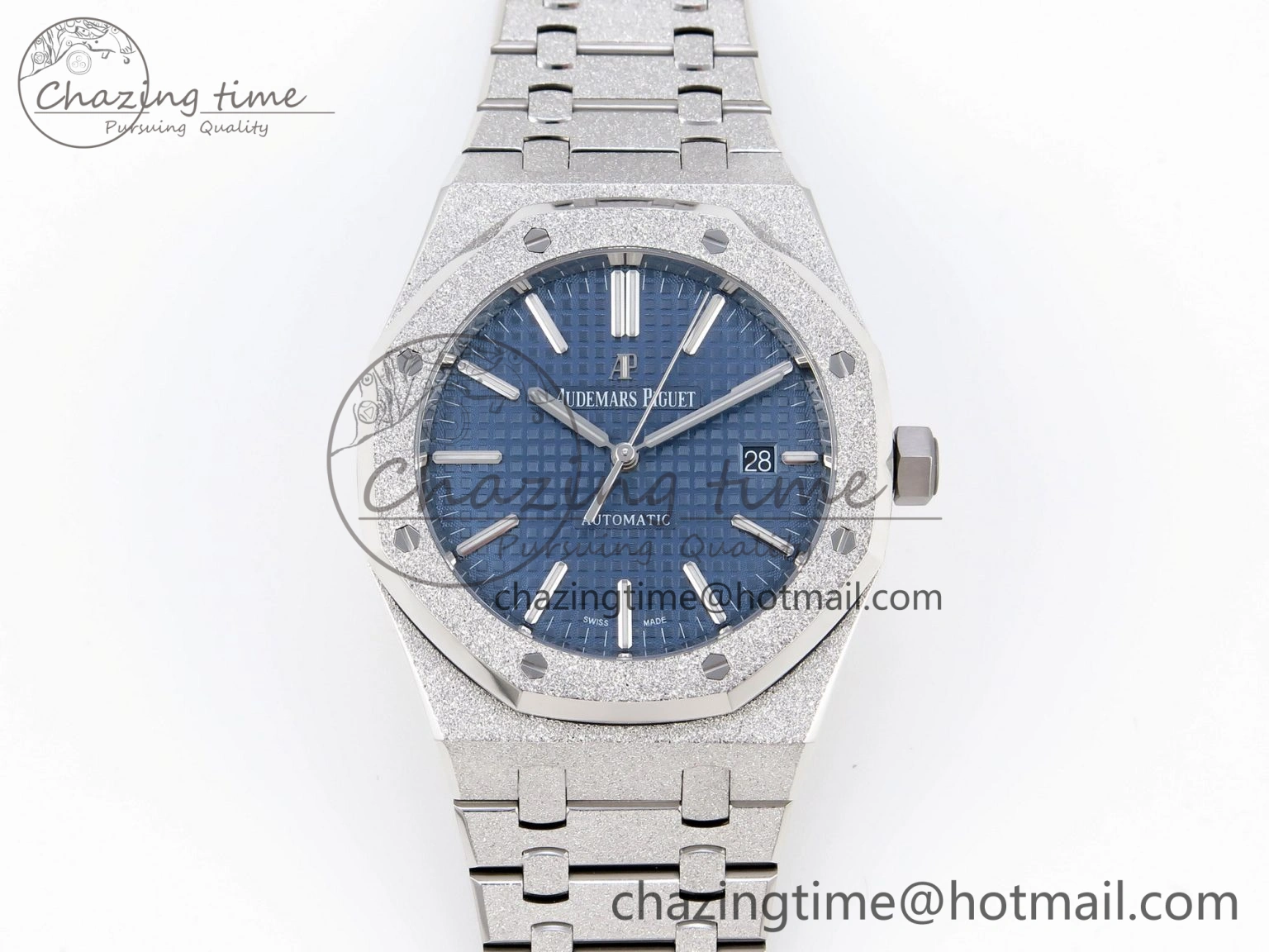 Royal Oak 41mm Frosted SS APSF 1:1 Best Edition Blue Textured Dial on SS Bracelet SA3120 Super Clone